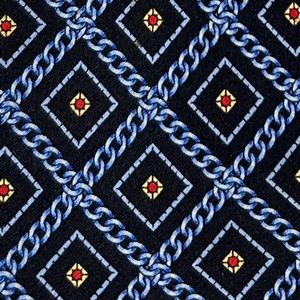 new Zilli tie necktie 100% silk chain navy blue